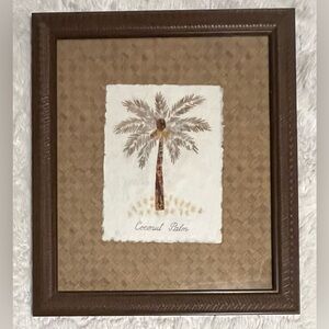 Two 13” W x 15” H Coconut Palm Framed Artwork